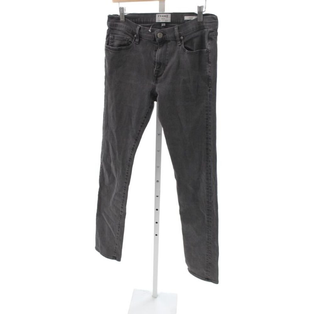 Frame Mens Skinny Gray Cotton Jeans Button Fly 30in Inseam Size 32